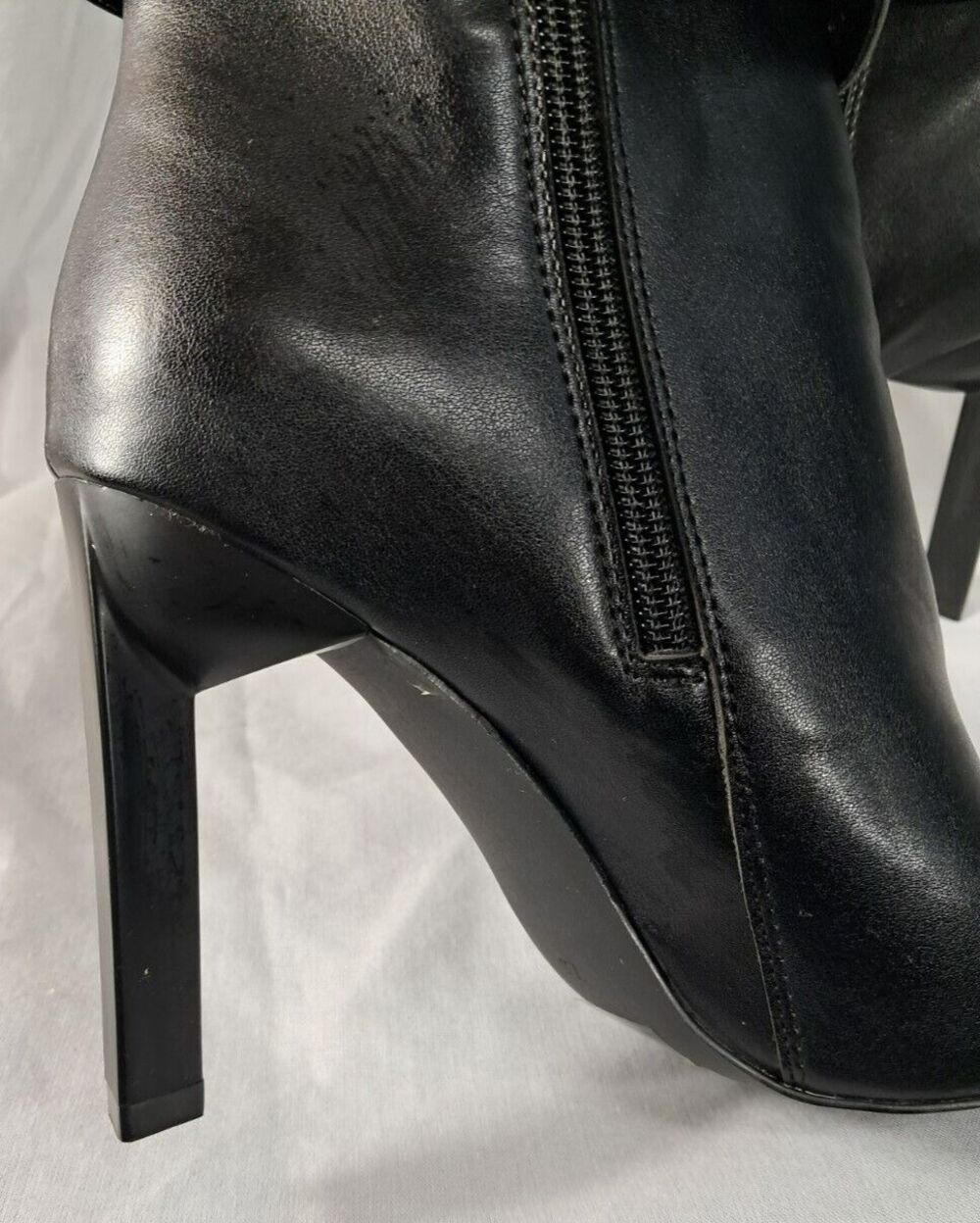 NEW Black Studded Stiletto Boot Geometric Heel Size 7.5 Faux Leather - Picture 9 of 13